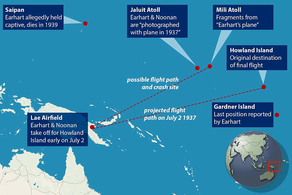 amelia earhart plane crash pacific ocean