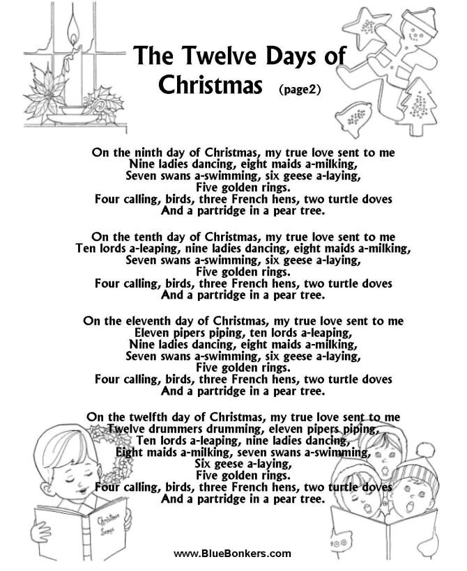 12 day of christmas lyrics