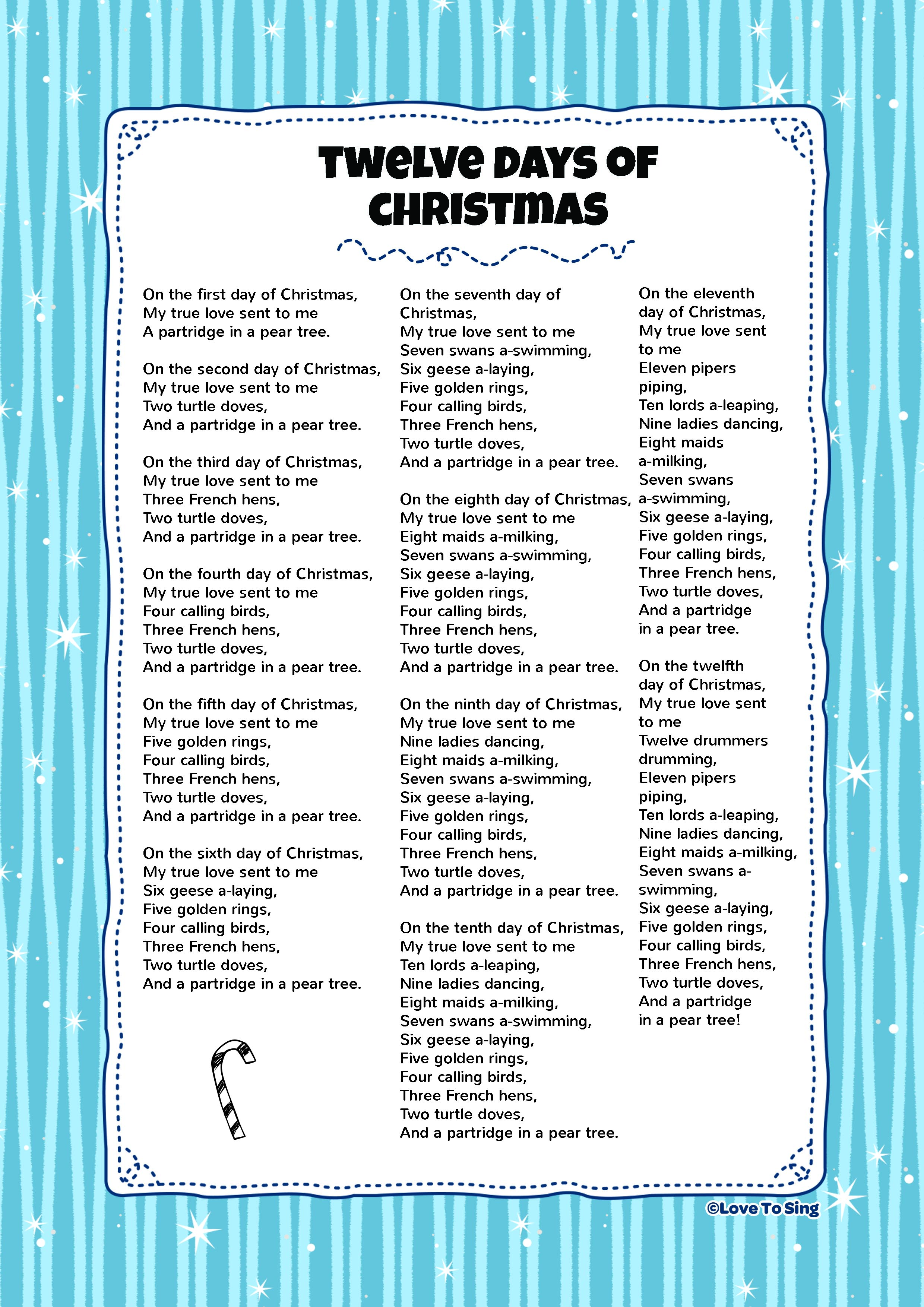 12 day of christmas lyrics